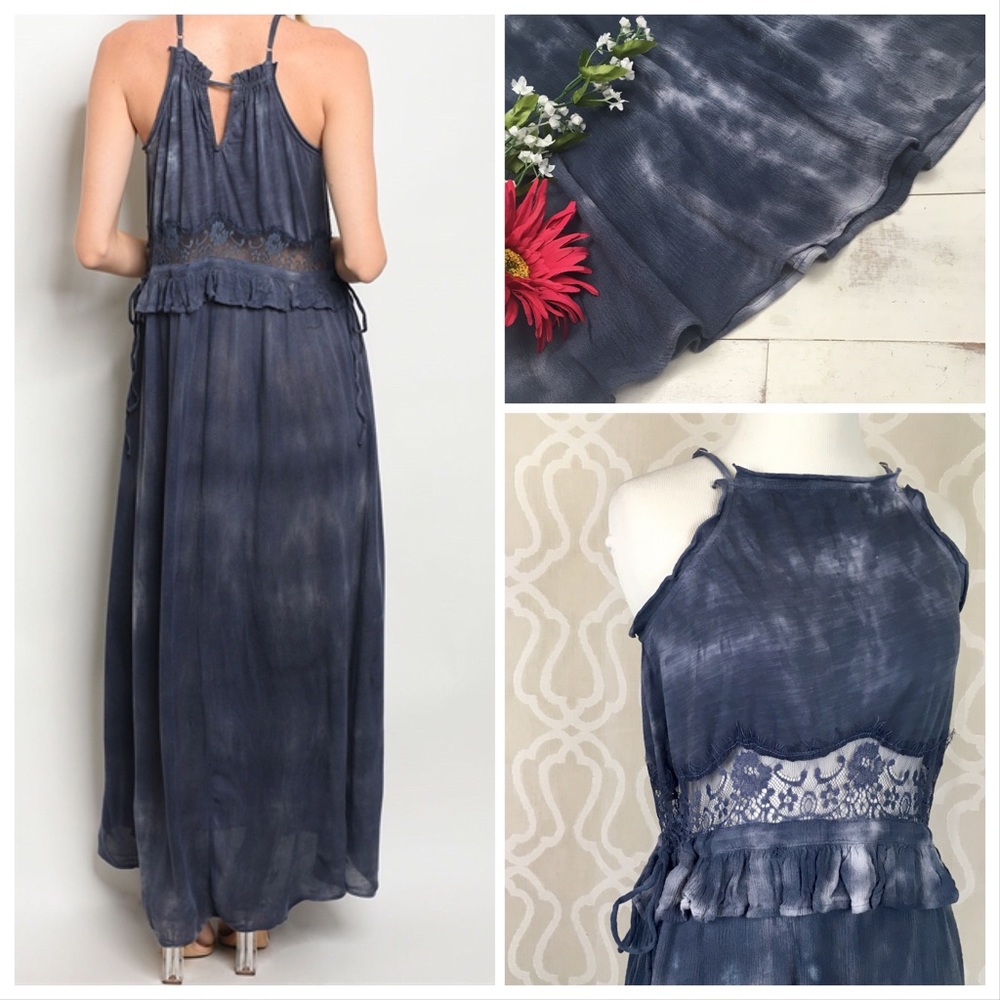 Bohemian Mineral Washed Tie Dye & Lace Maxi - Picture 5 of 8